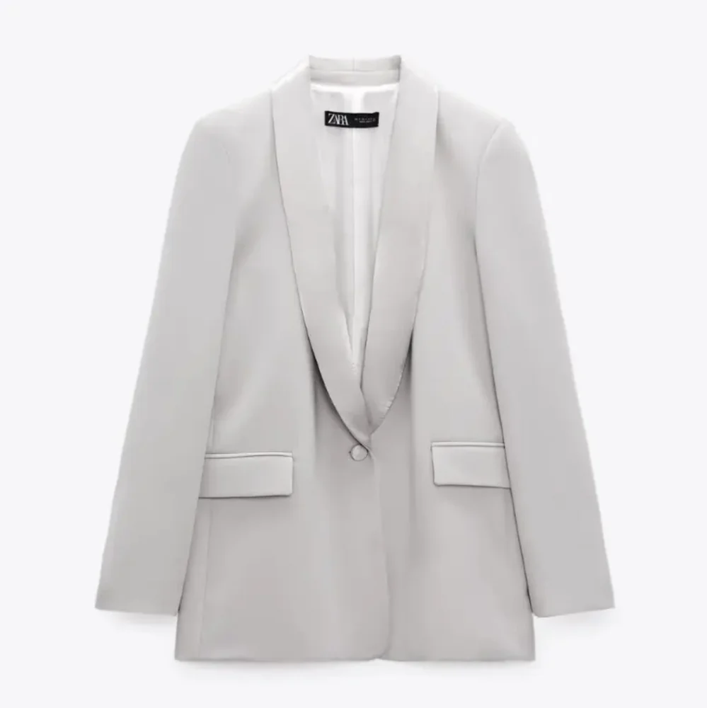 Zara * Satin Effect Blazer Jacket Gray size XS and S New - Picture 7 of 13